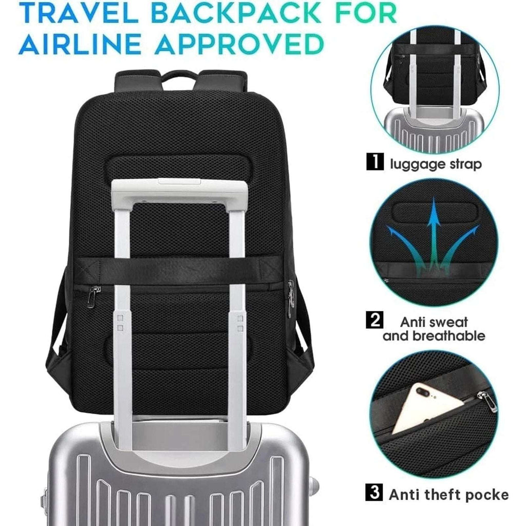 BANGE Business Commute Backpack Black fits 15.6” Laptop, Waterproof, Travel Pack