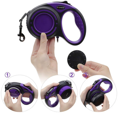 Smart Retractable Dog Leash Set w/ LED Light, Bluetooth Speaker, Bag Dispenser