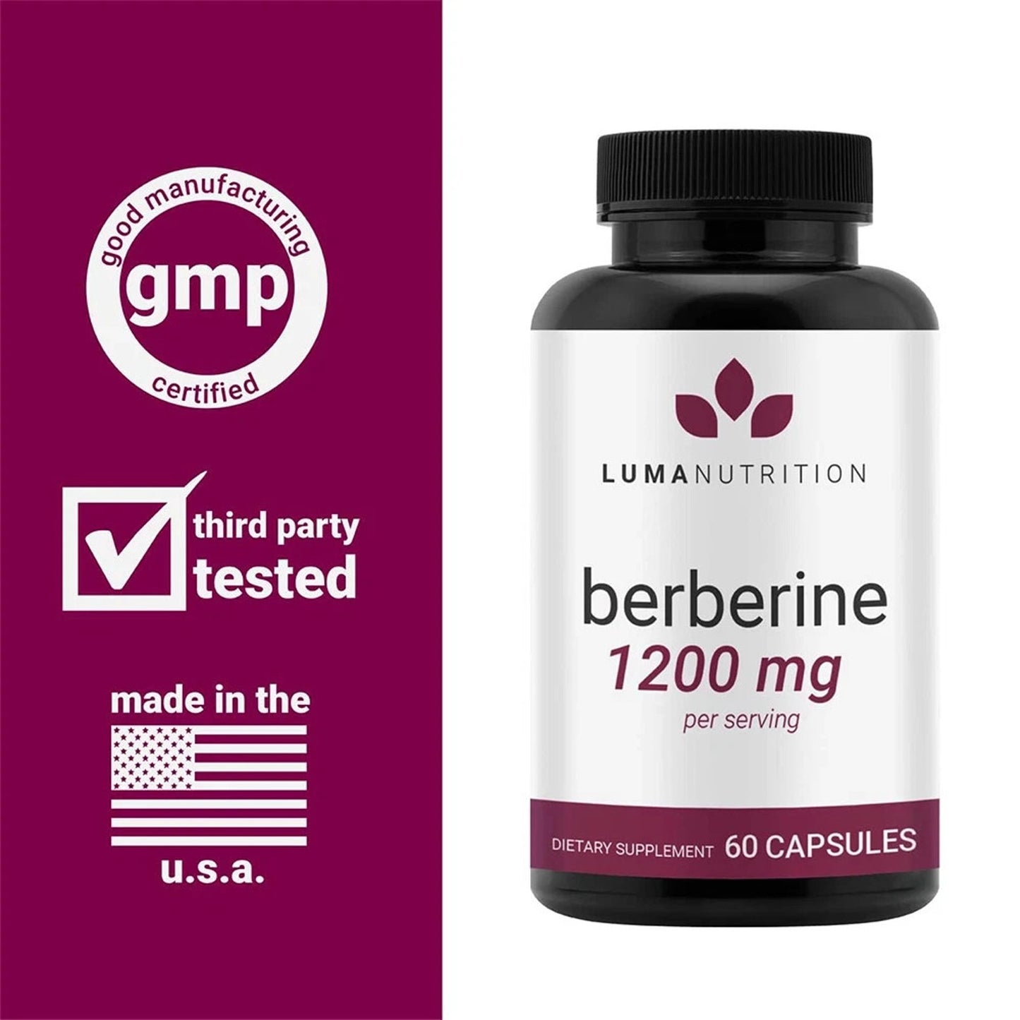 Luma Nutrition Berberine HCL 1200mg – Vegan Glucose Support 60 Capsules