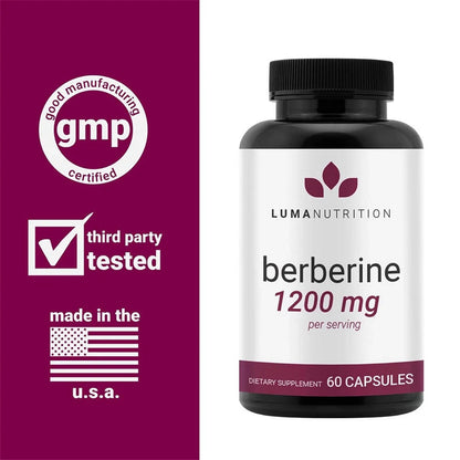 Luma Nutrition Berberine HCL 1200mg – Vegan Glucose Support 60 Capsules