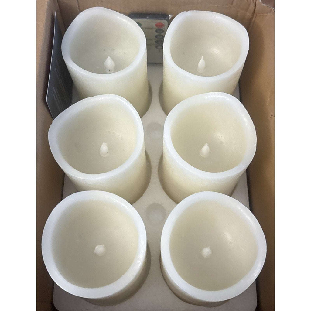6PC Flickering Flameless LED Real Wax 3x5 Pillar Dimmable Candles +Remote/Timer