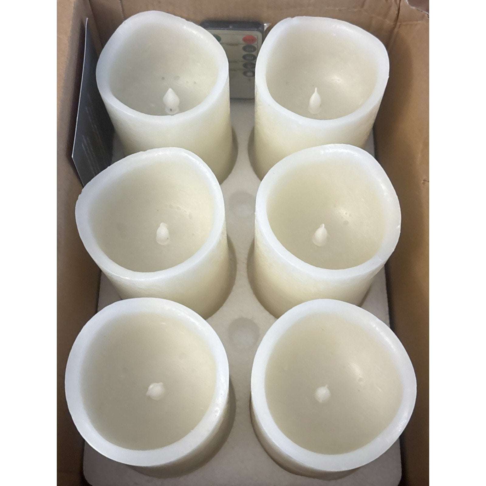 6PC Flickering Flameless LED Real Wax 3x5 Pillar Dimmable Candles +Remote/Timer
