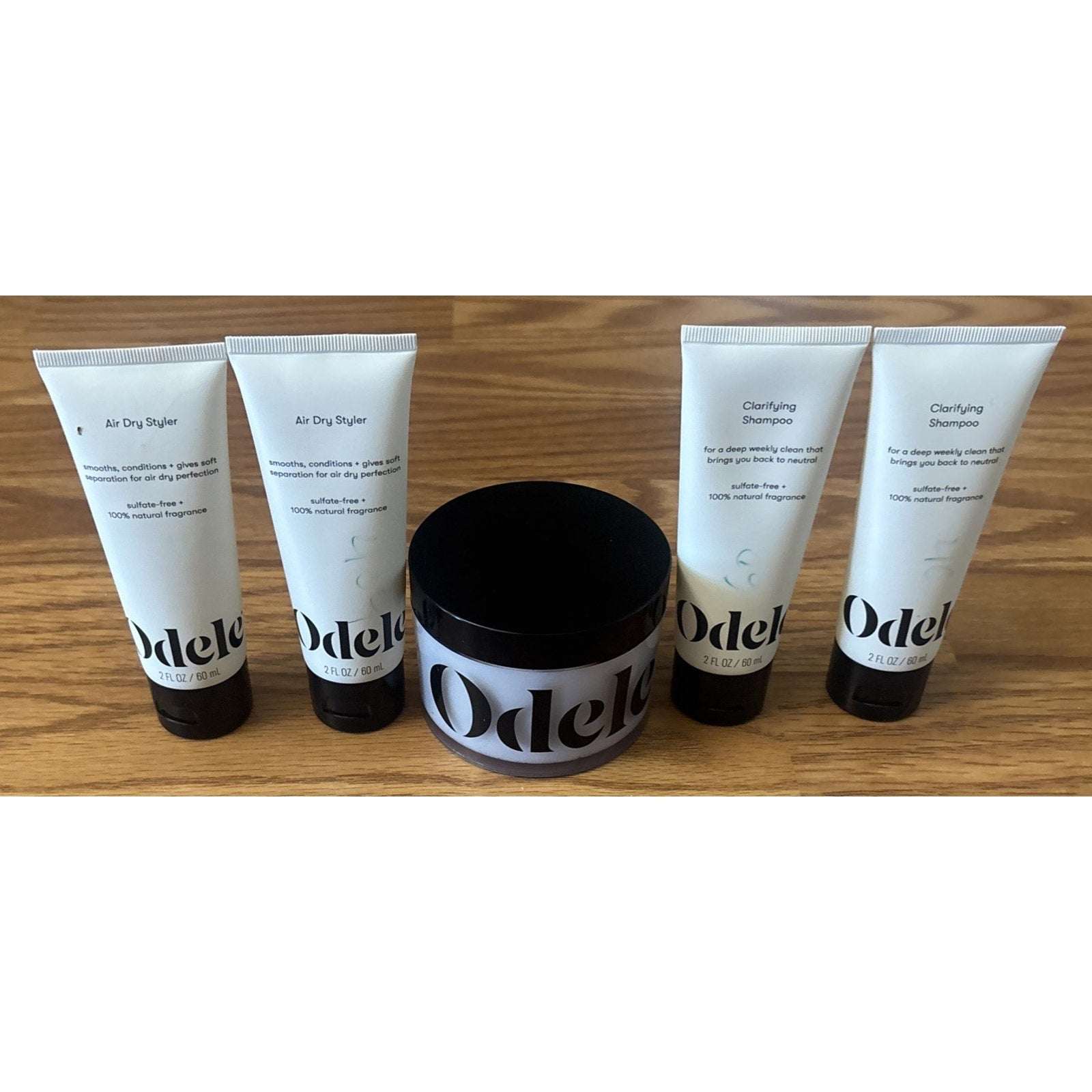 5PC Set 1x Odele Scalp + Body Scrub, 2x Clarifying Shampoo & 2x Air Dry Styler