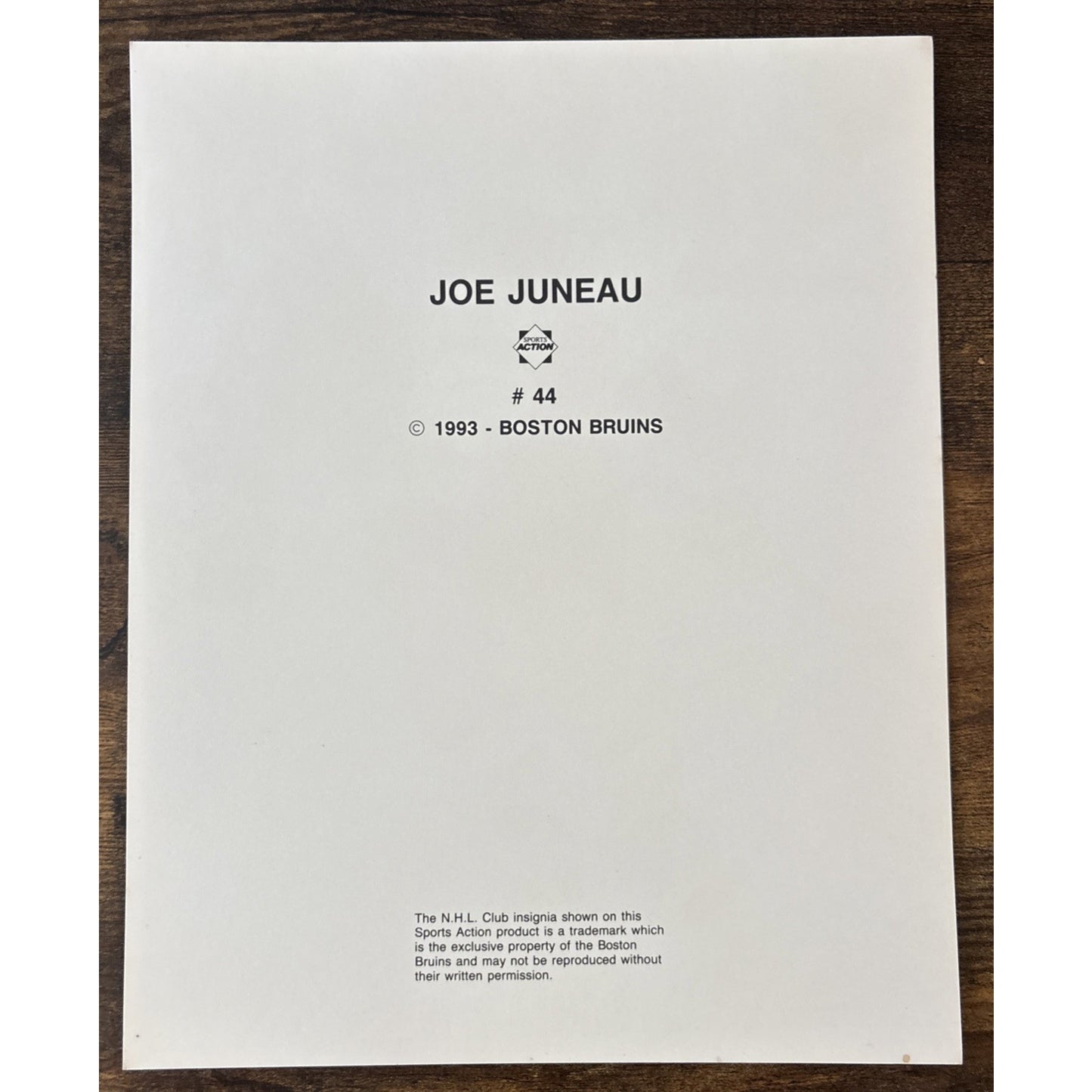 NHL Boston Bruins JOE JUNEAU #44 Game Sports Action Color 8 x 10 Photo Picture