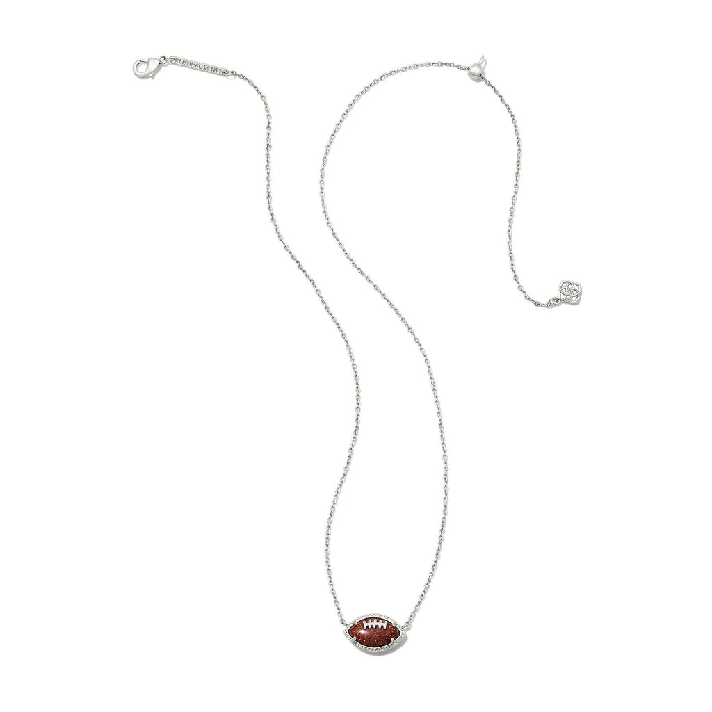 KENDRA SCOTT Elise Football Pendant Short Silver Necklace NEW in Box w/ Dust Bag