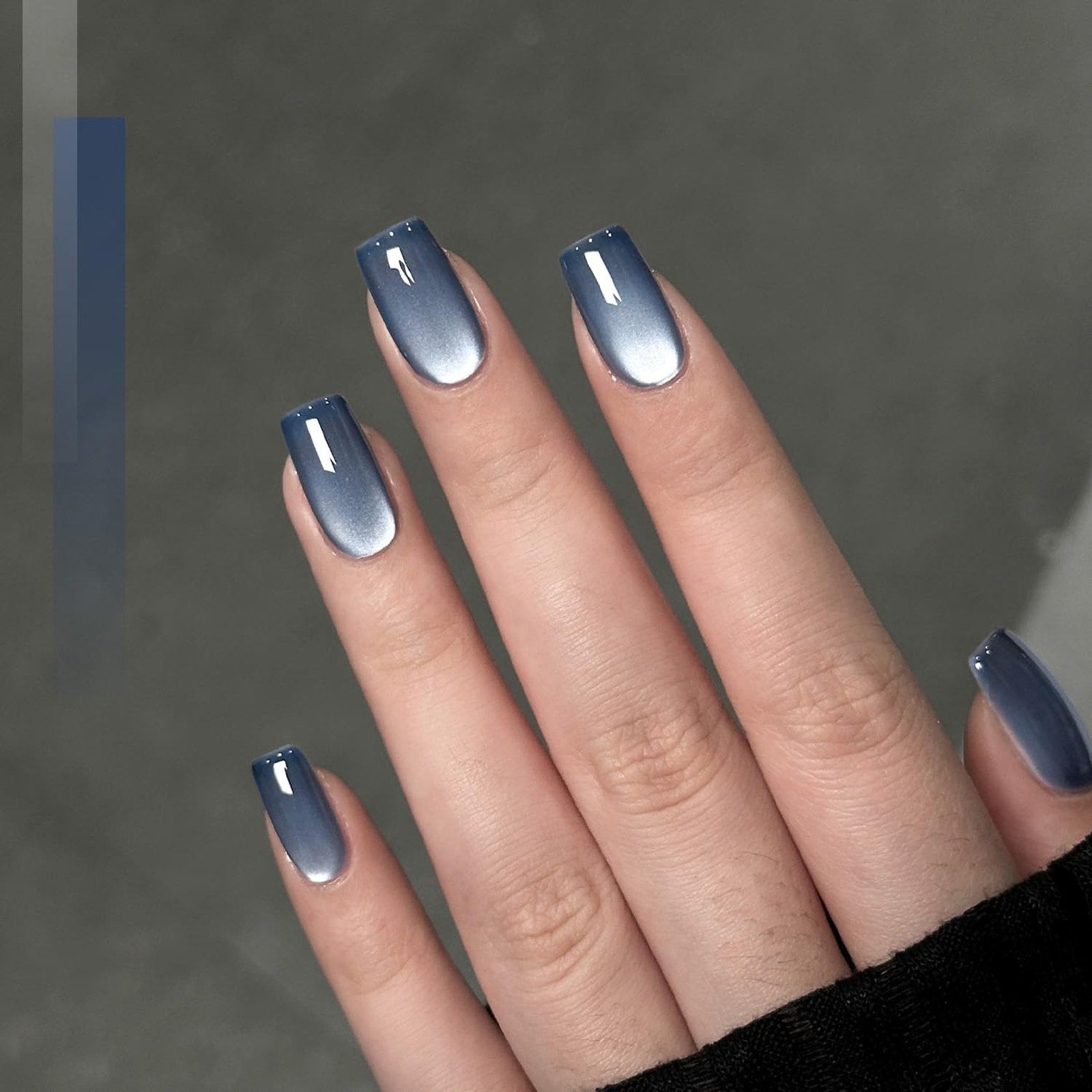 GAOY Jelly Blue Cat Eye Gel Nail Polish, 16ml Glitter Holographic - Stormy Sky