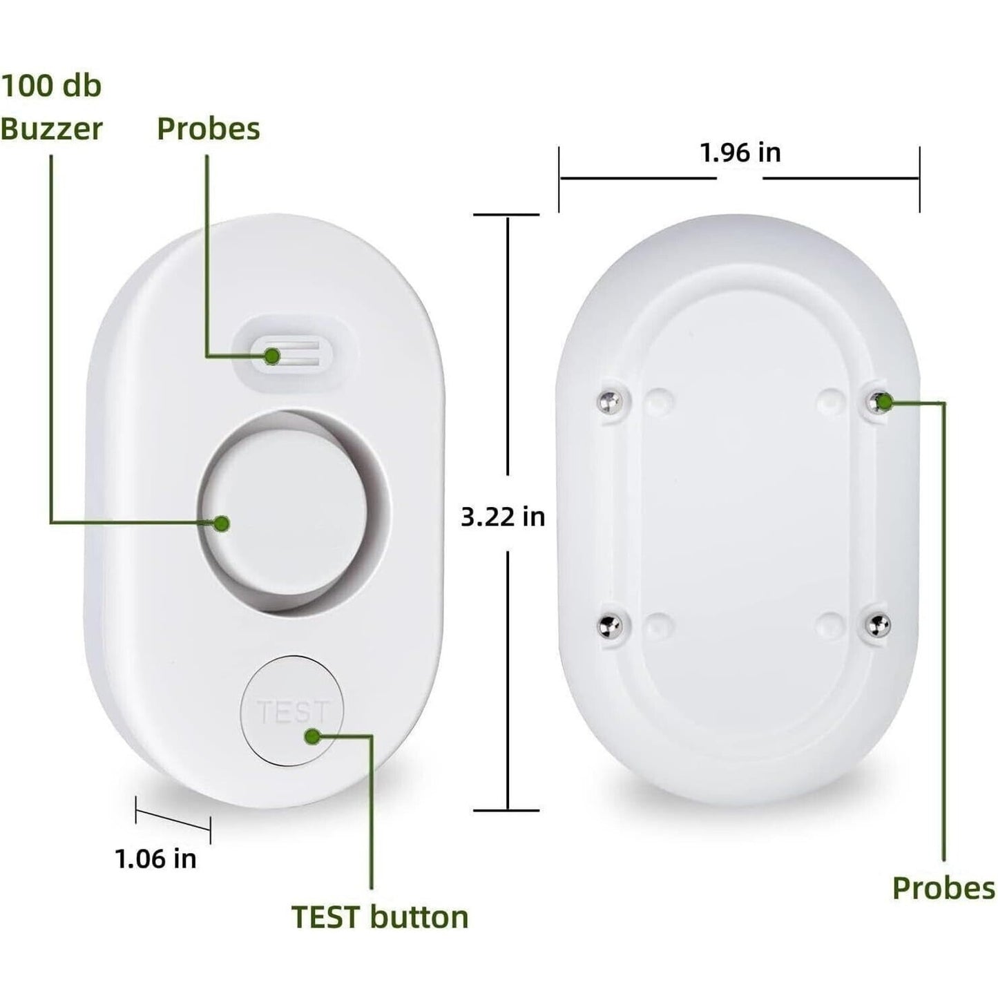 METAK WD60 5-Pack Water Leak Detectors 100dB Loud Alarm Sensor Flooding Leaks