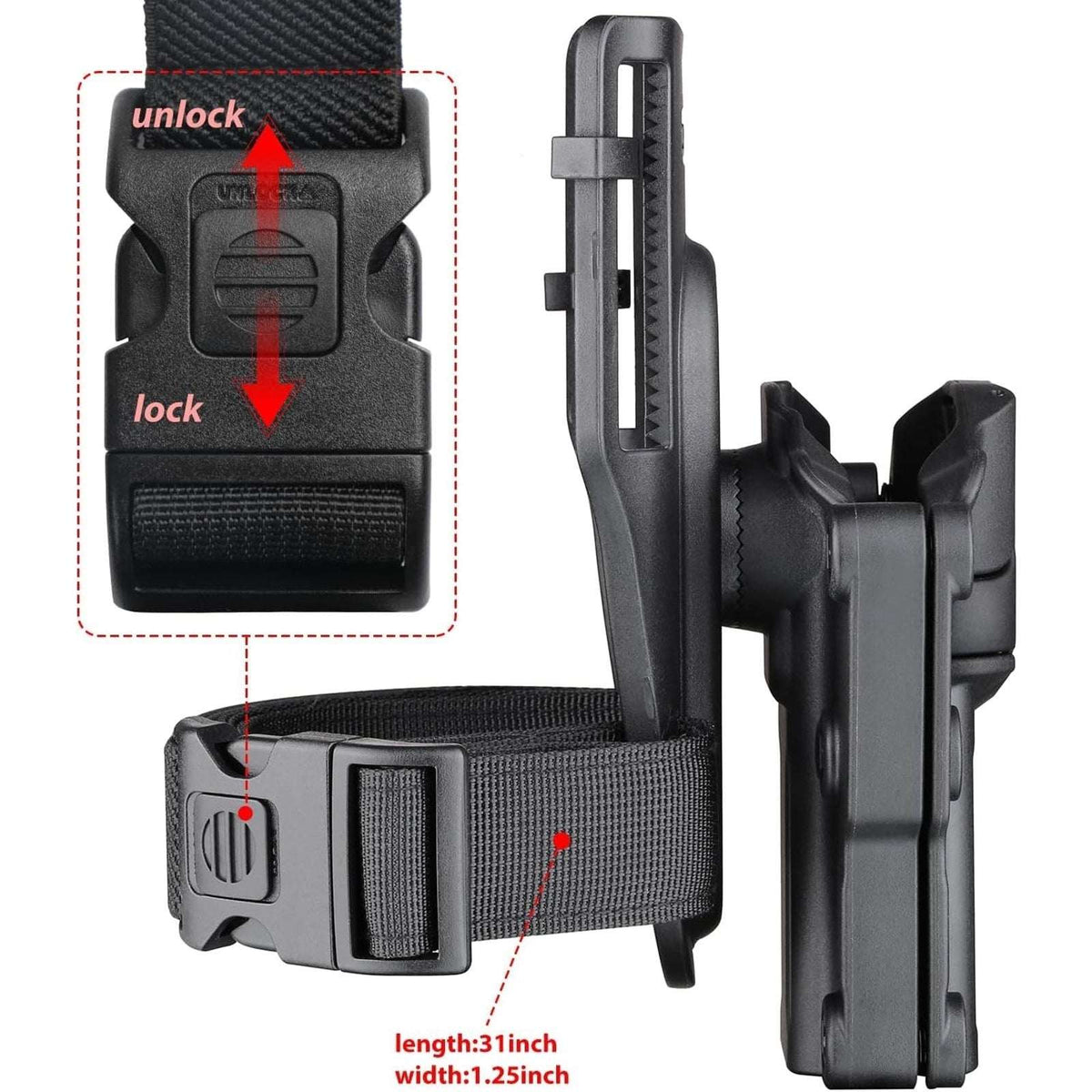 Cytac Level II RH Tactical Low Ride Drop Leg Holster Universal 100+ Pistol Glock