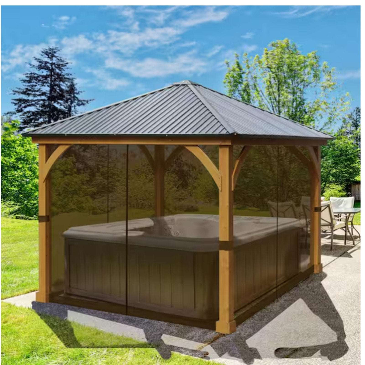 10' x 10' Gazebo Universal Mosquito Netting Mesh Screen with Zippers in Brown