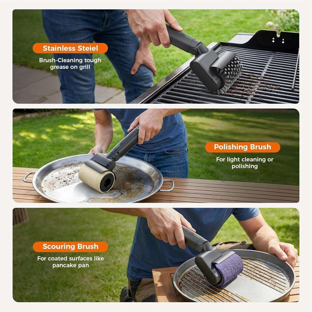Leebein Electric Rotary Grill Brush 2026 BBQ Cleaner w/ 3 Heads 3 Speeds 480RPM