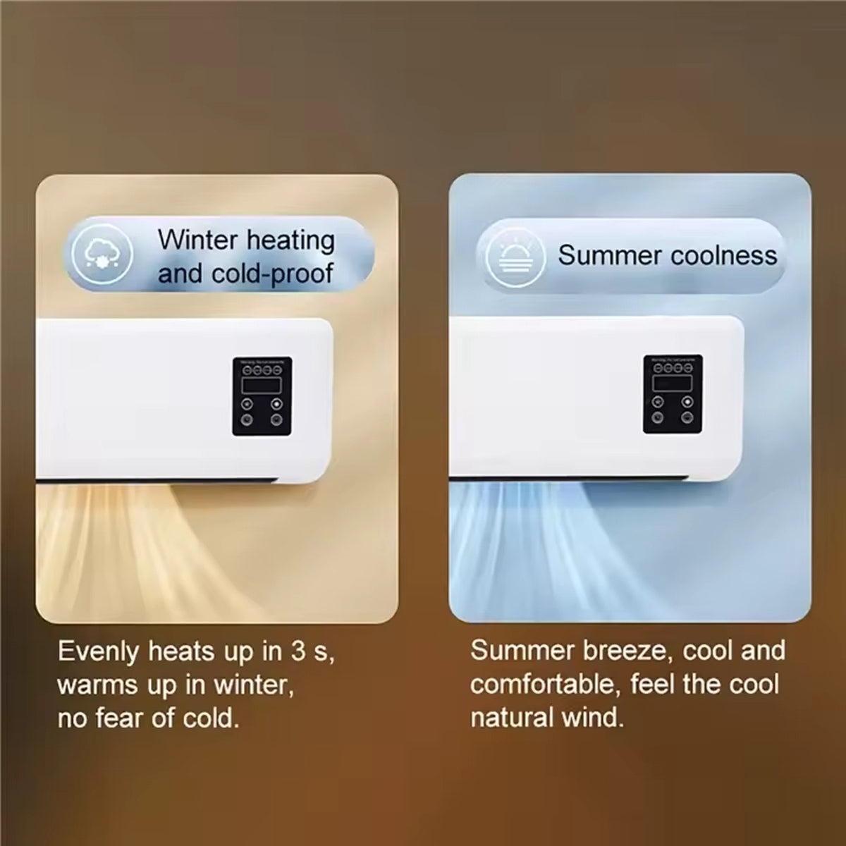 Wall Mounted Mobile Air Conditioning AC Unit & Heater Digital Display w/ Remote