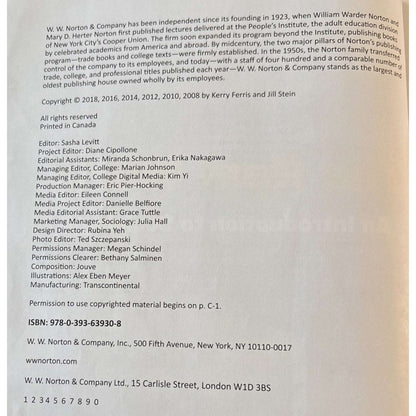 The Real World An Introduction to Sociology by Jill Stein & Kerry Ferris 6th Ed.