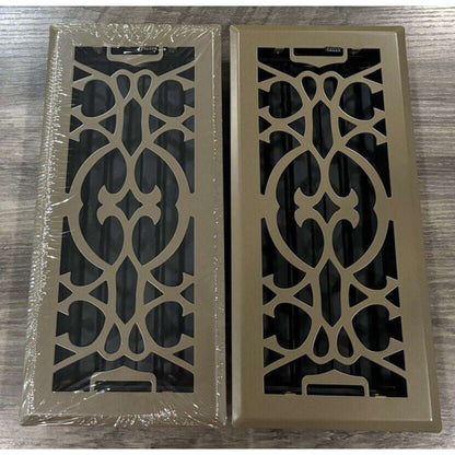 2-Pk 4" X 10" Floor Vent Registers Decorative Heavy Duty Floor Air Covers Bronze