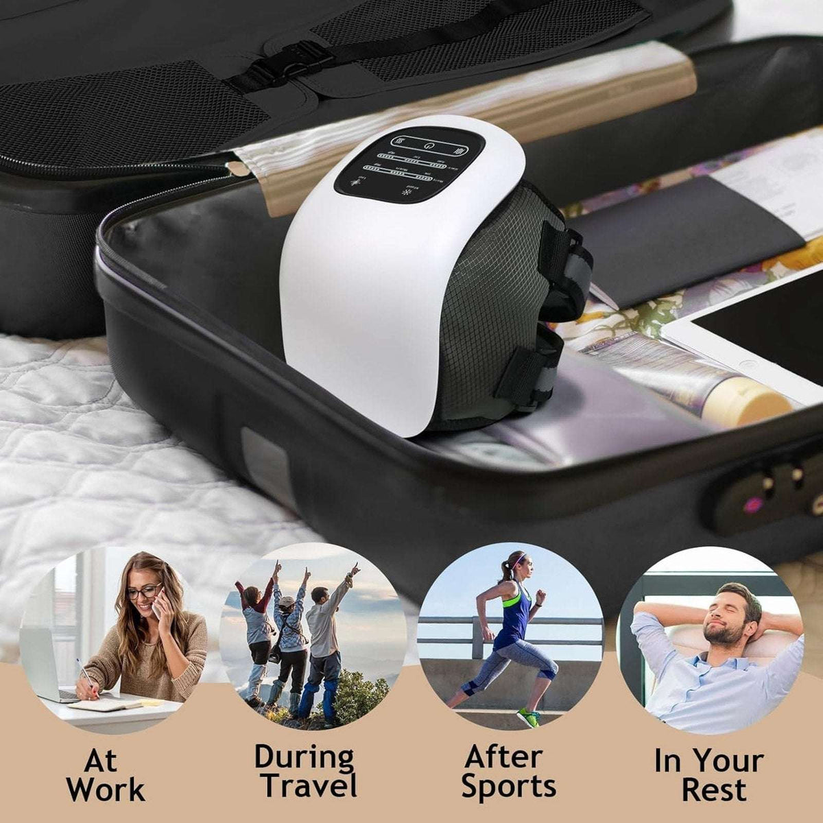 Wireless Smart Knee Vibrating Massager with Heat, Laser & Infrared Light Therapy