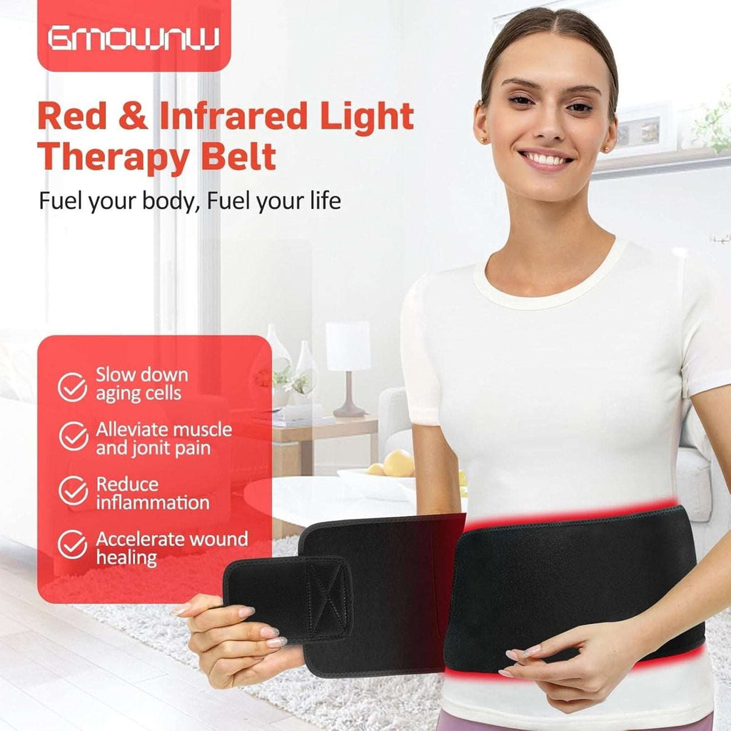 GMOWNW Red & Near Infrared Light XL Therapy Wrap Belt for Full Body Timer Remote