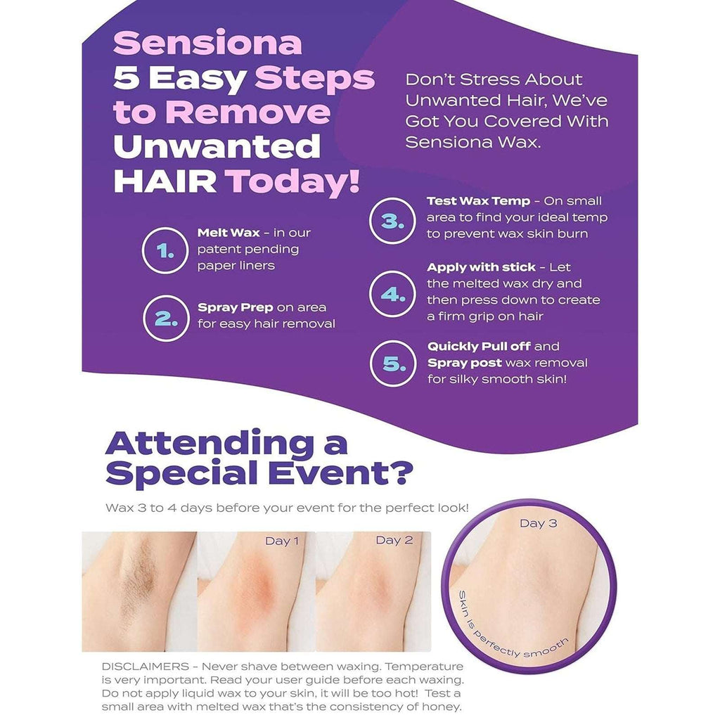 Sensiona Hot Wax Hair Removal Complete Professional Kit - Adjustable Temperature