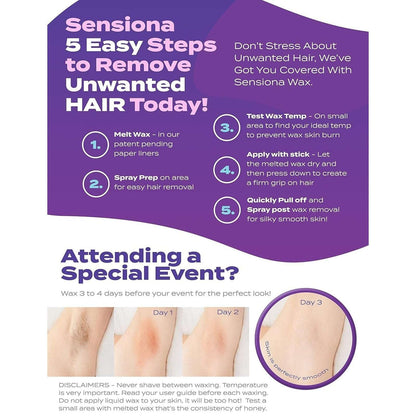Sensiona Hot Wax Hair Removal Complete Professional Kit - Adjustable Temperature