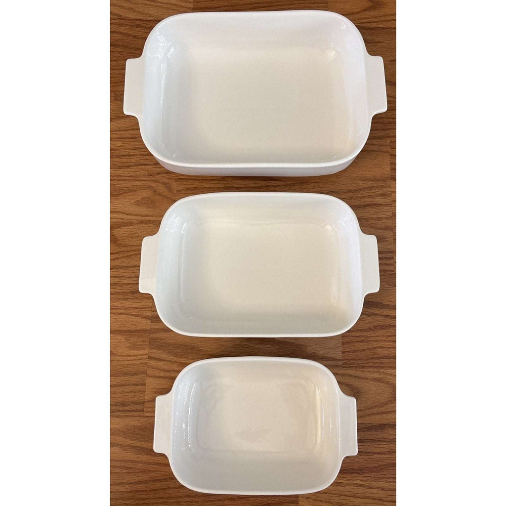 MALACASA 3PC Porcelain Casserole Baking Dish Set for Oven Ceramic Bakeware White