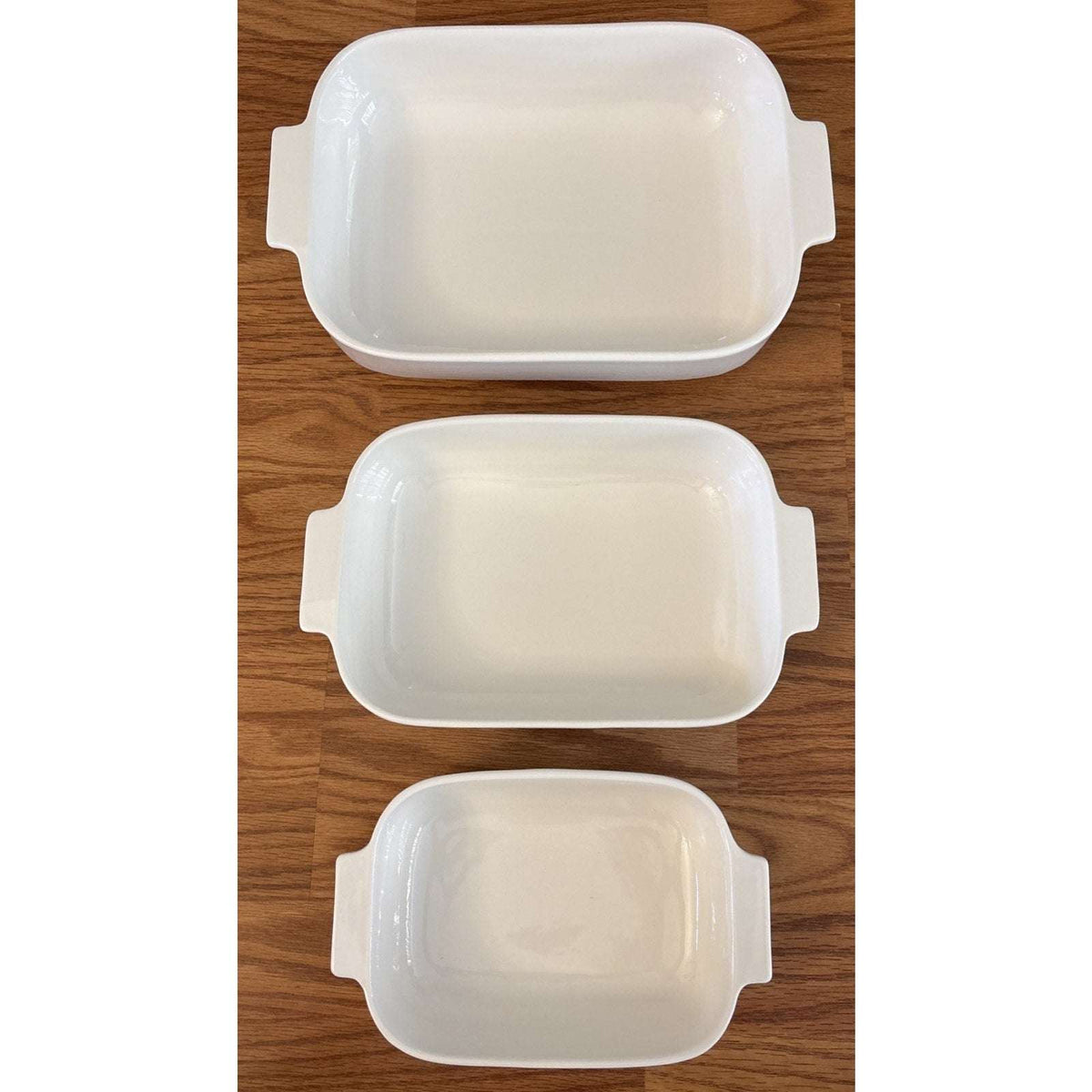 MALACASA 3PC Porcelain Casserole Baking Dish Set for Oven Ceramic Bakeware White