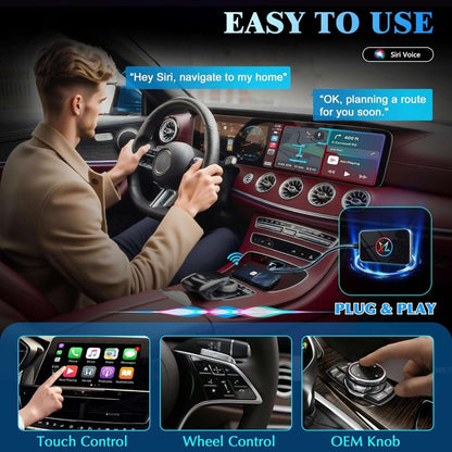 AI Wireless CarPlay Android Auto Streaming Adapter Plug & Play 4GB RAM+32GB ROM
