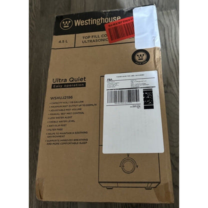 Westinghouse Ultrasonic Cool Mist Air Humidifier 4.5L Top Fill Quiet Filter Free