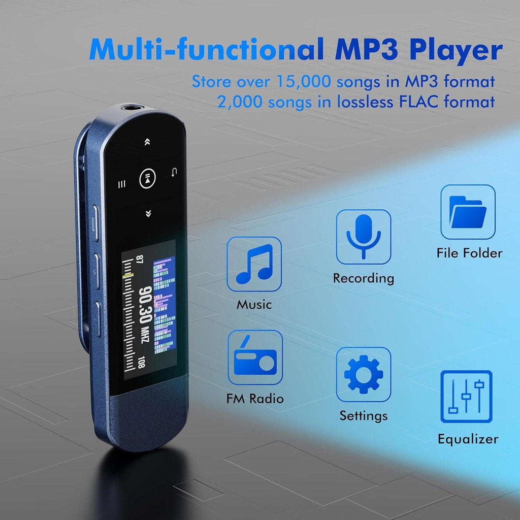 RUIZU 64GB USB-C MP3 Player Bluetooth 5.3, FM Radio & Clip Portable Music Player