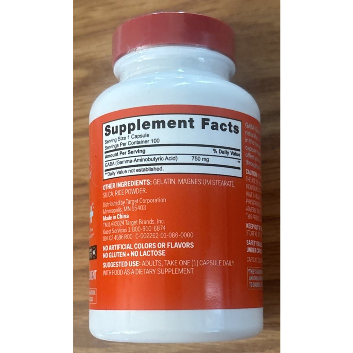 GABA gamma aminobutyric acid 750mg Capsules 100Ct Stress Support Supplement