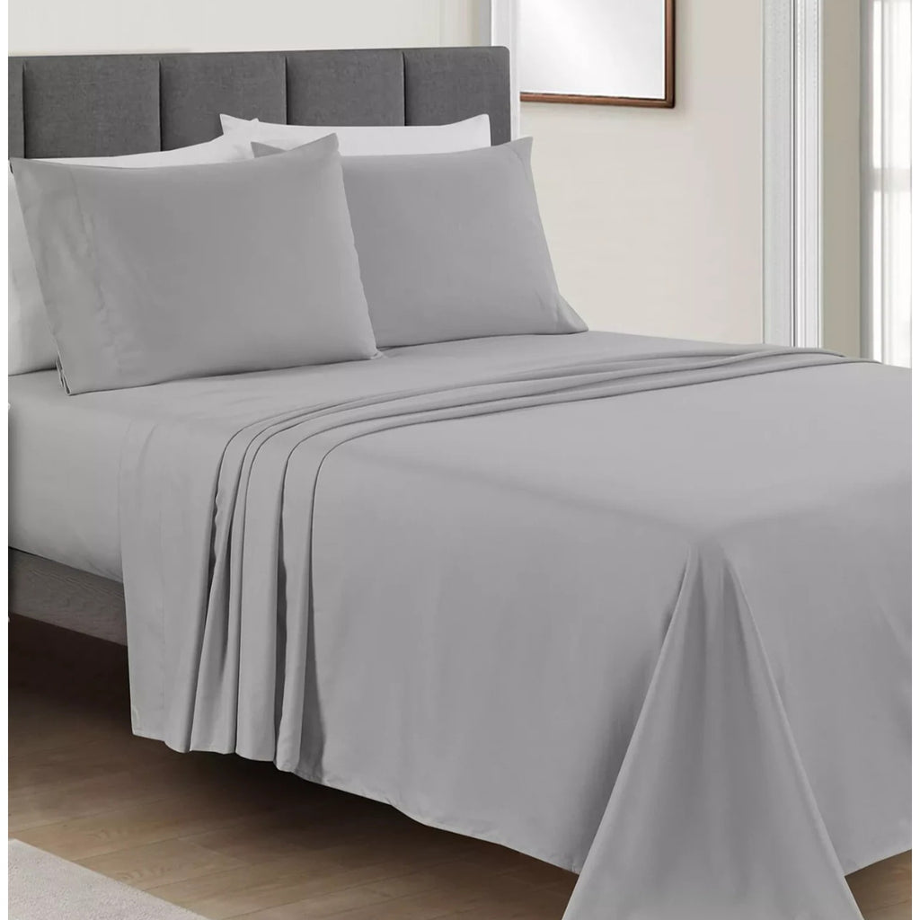 FAIRFIELD SQUARE ULTRA SOFT Wrinkle Resistant 4PC Sheet Set Pewter Gray QUEEN