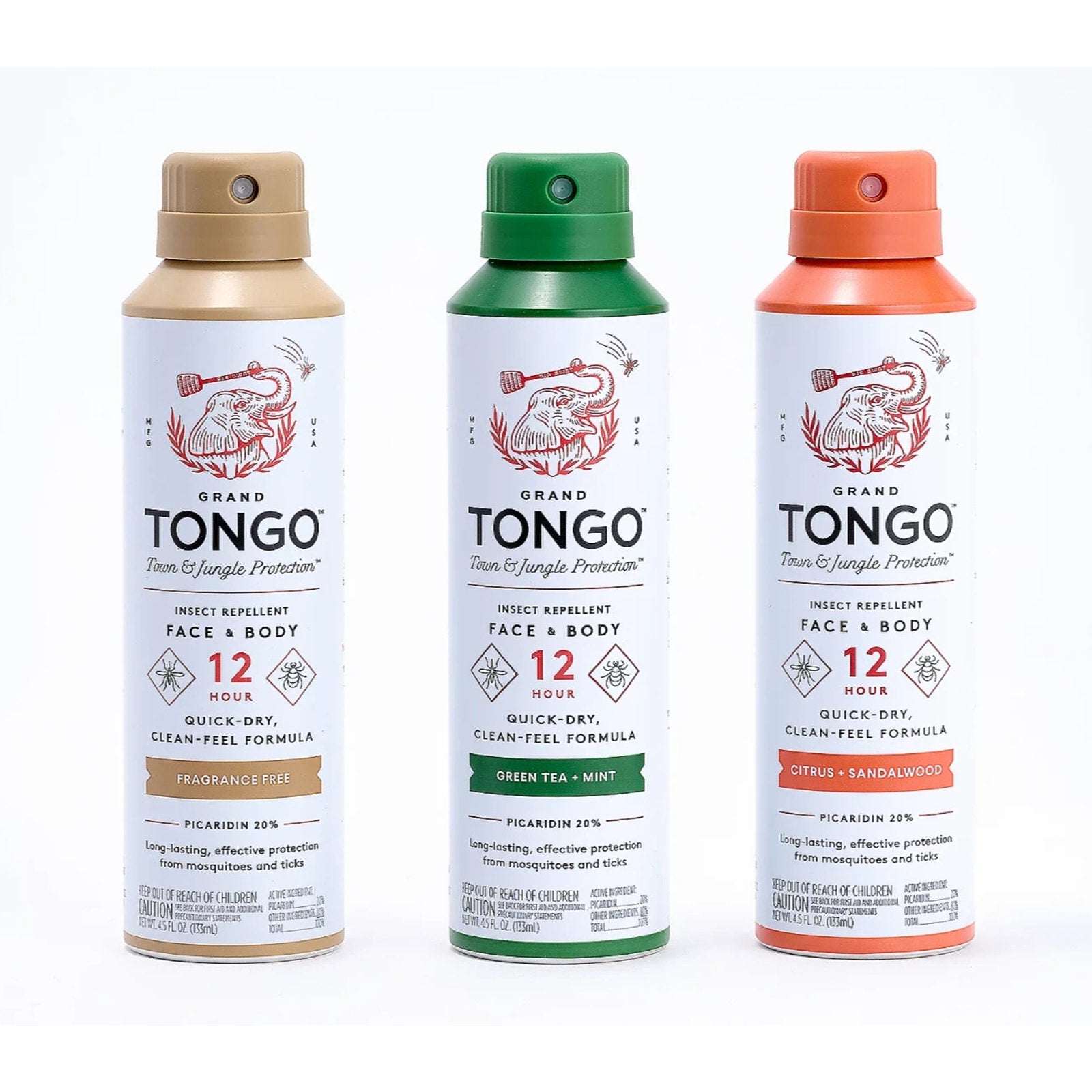 3PK Grand Tongo Insect Repellent Spray Picaridin 20% Deet-Free Mosquitoes Ticks