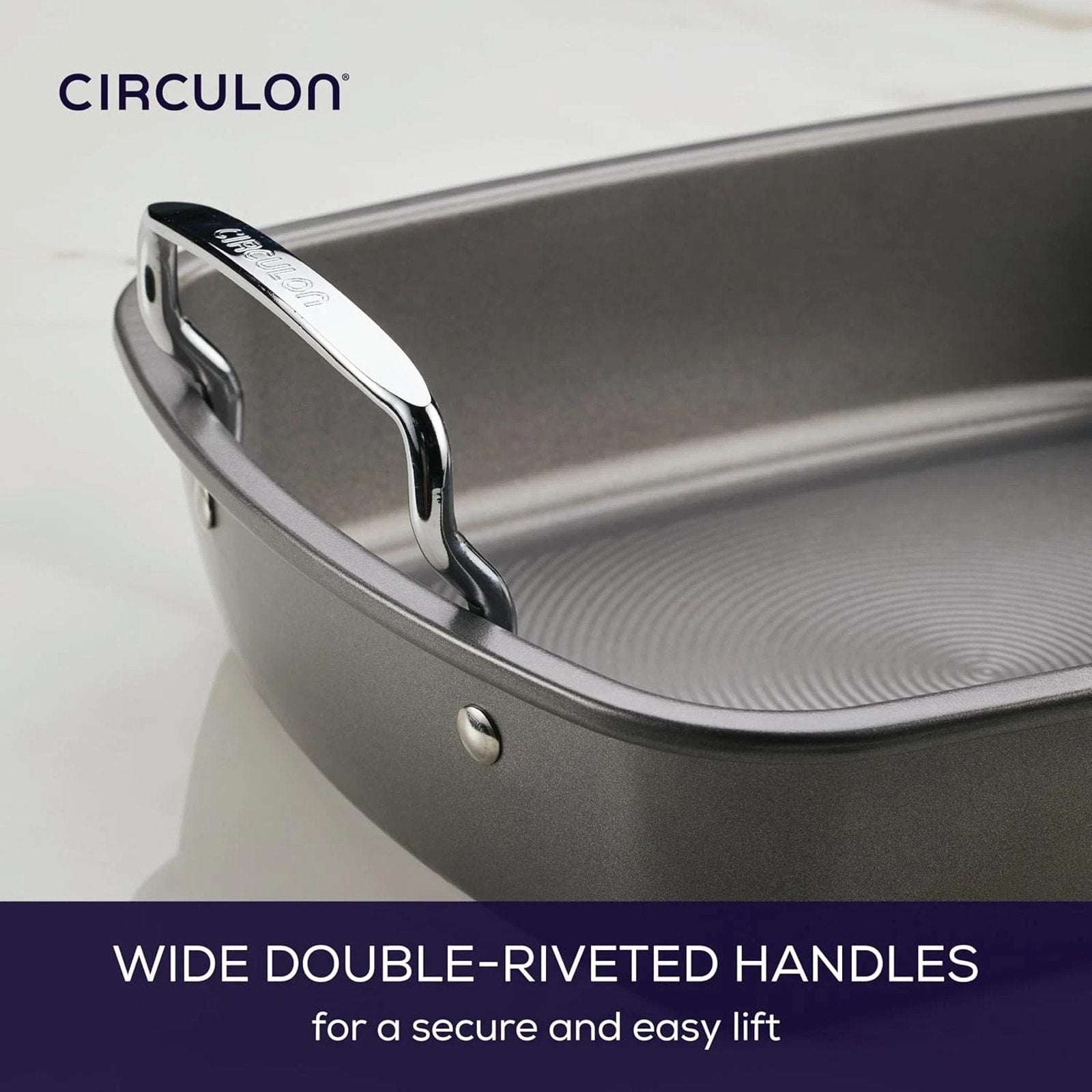 Circulon Nonstick Roasting Pan / Roaster w/ Rack - 17 Inch x 13 Inch 24lbs Gray