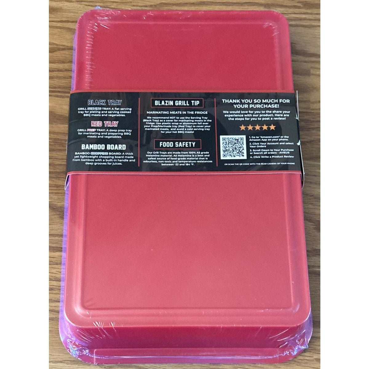 Melamine Grill Prep Serving Trays w/ Cutting Board 3PC Stackable BBQ Set