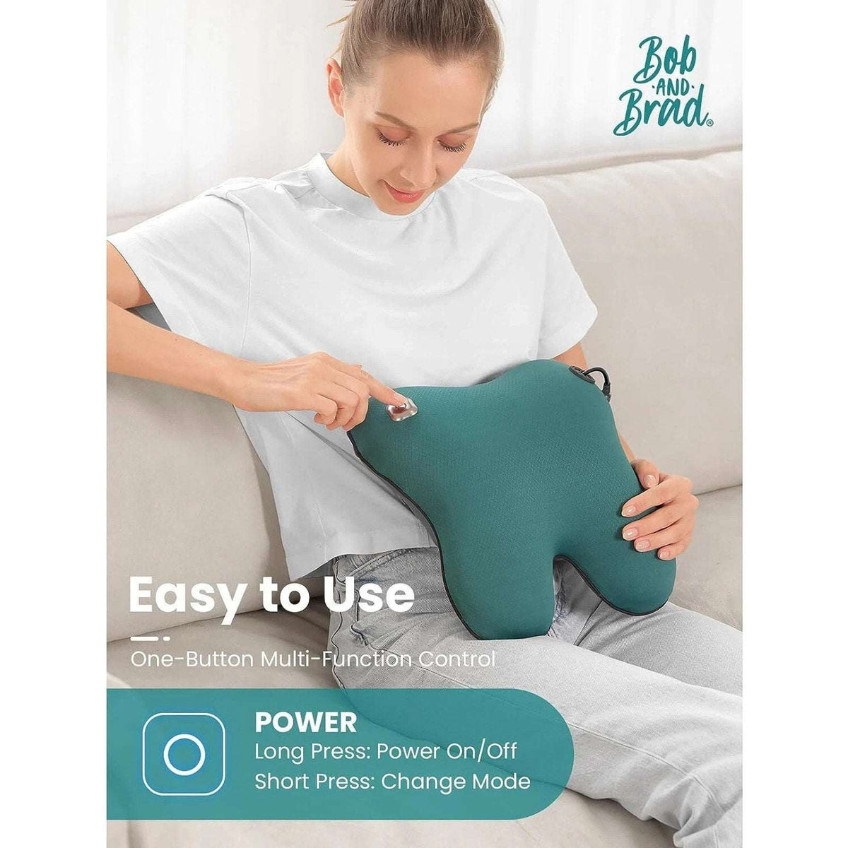 Bob and Brad Shiatsu Neck Back Massager with Heated Deep Kneading Massage Pillow