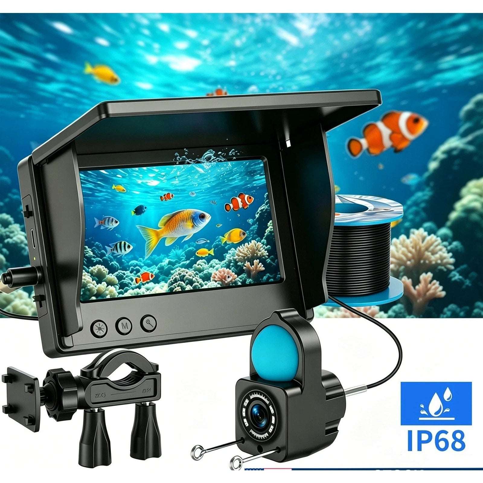 Underwater Fishing Camera Fish Finder w/ Infrared Night Vision, 4.3" LCD Display