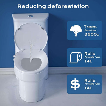 Clirass Round Bidet Toilet Seat with Quiet-Close Lid Non-Electric Dual Nozzle