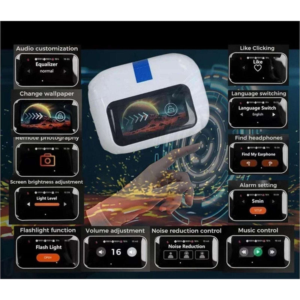 ANC/ENC Double Dark Noise Reduction Wireless Earbuds, Pro 2Y Touch Screen -NEW!