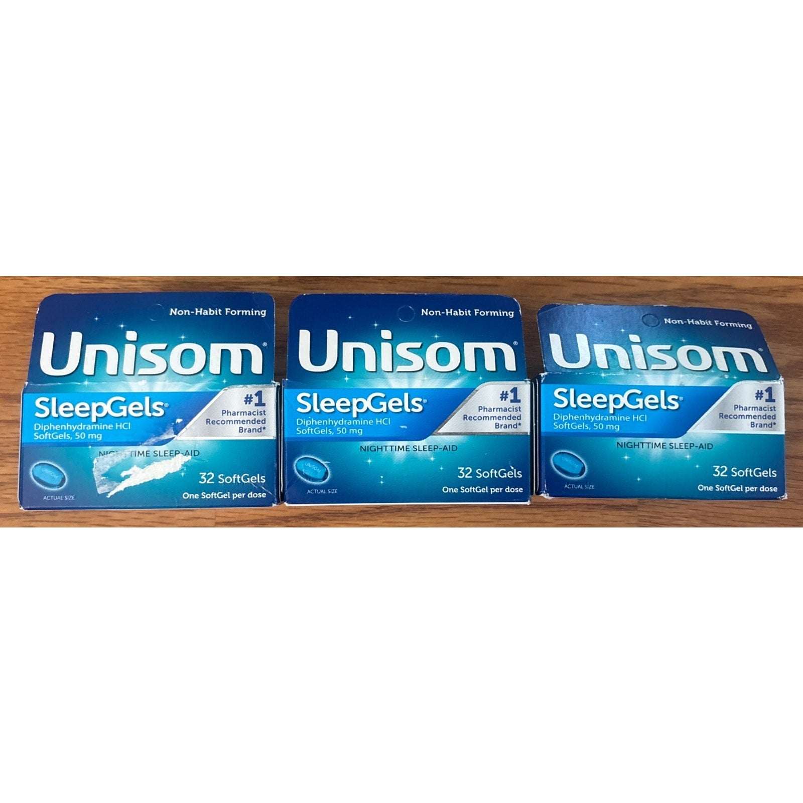 3 x Unisom SleepGels Nighttime Sleep Aid, Diphenhydramine HCI 50 mg, 32 SoftGels