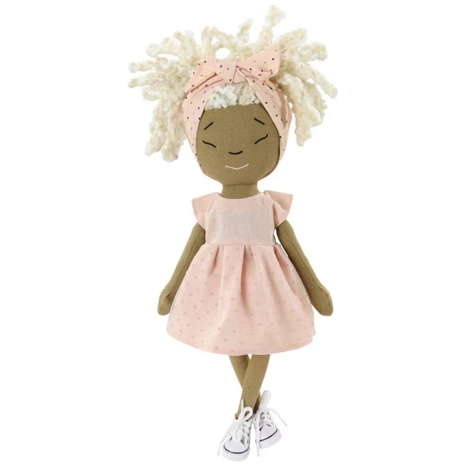 HARPERIMAN CALLIE Handmade Linen Keepsake 14" Plush Doll, Pink Dress & Sneakers