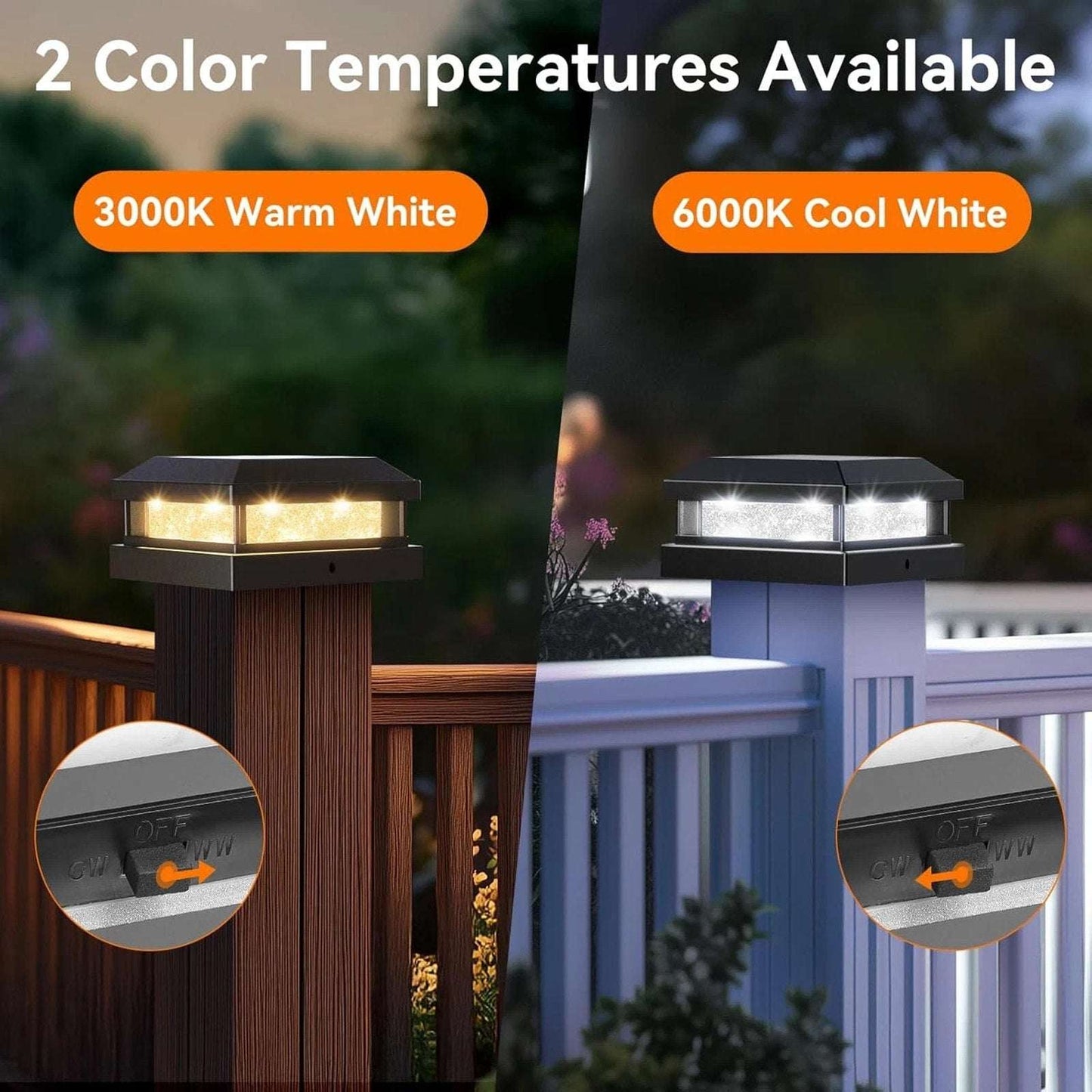 Solar Post Cap Lights Outdoor 12 Pack 3.5x3.5 4X4 4.5X4.5 5X5 Vinyl/Wooden Posts