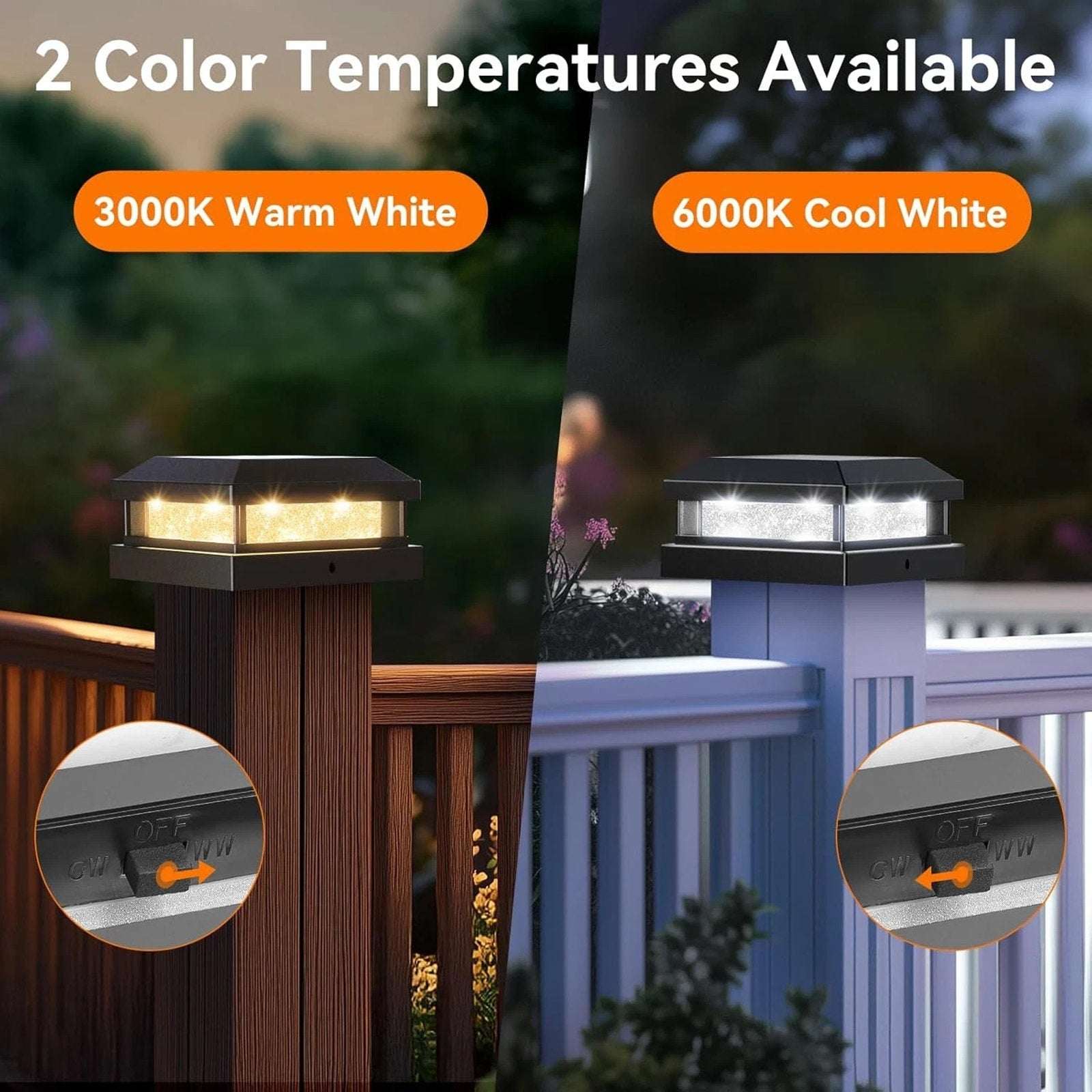 Solar Post Cap Lights Outdoor 12 Pack 3.5x3.5 4X4 4.5X4.5 5X5 Vinyl/Wooden Posts