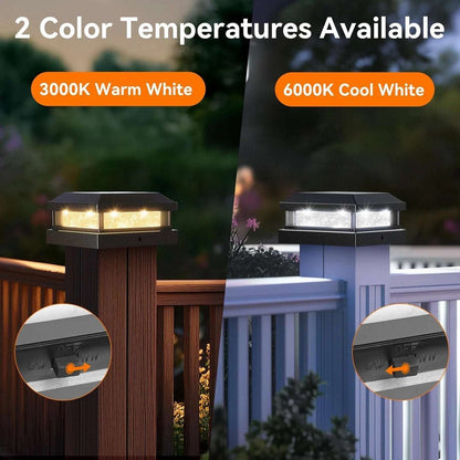 Solar Post Cap Lights Outdoor 12 Pack 3.5x3.5 4X4 4.5X4.5 5X5 Vinyl/Wooden Posts