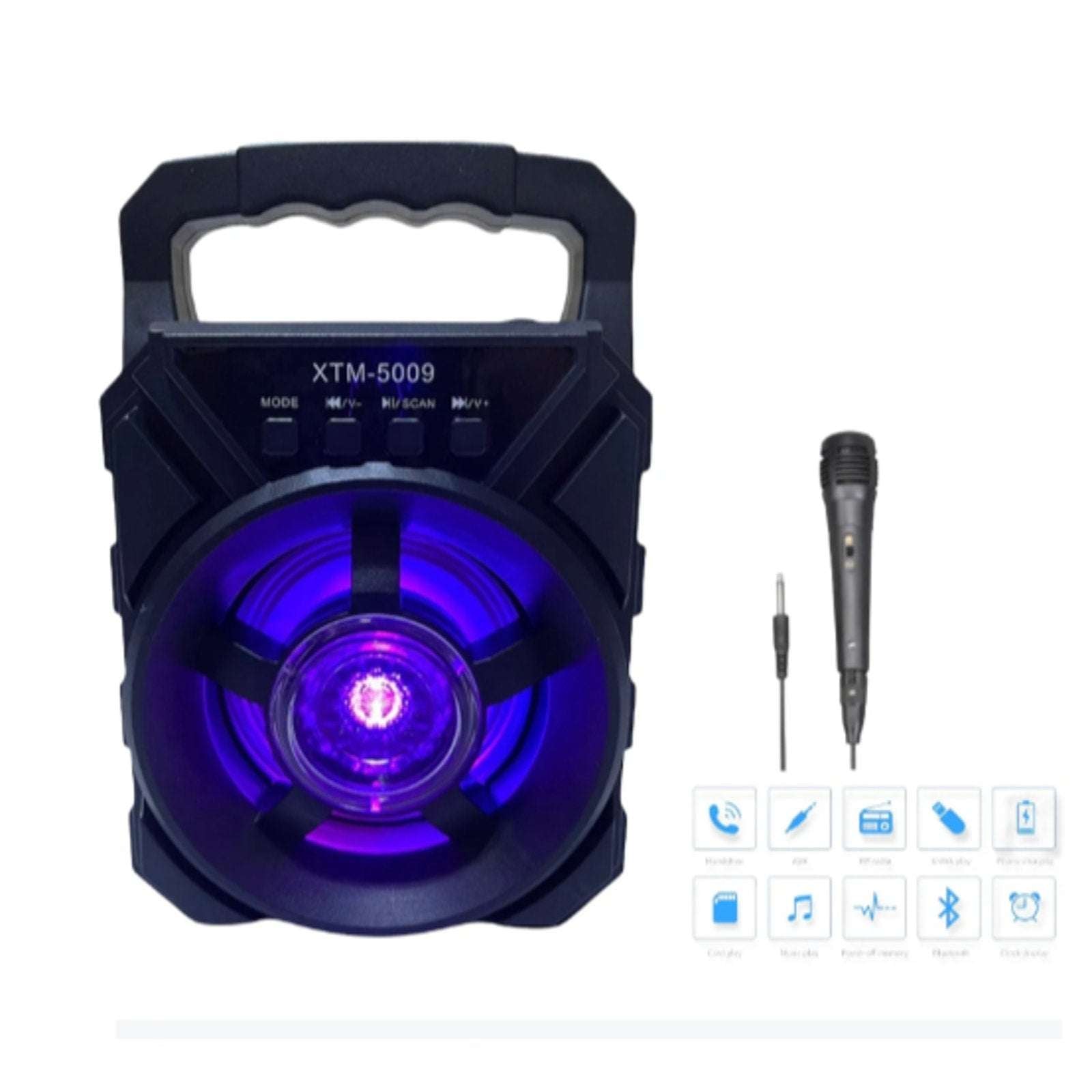 Portable Mini Bluetooth Speaker Karaoke Machine with Microphone & RGB LED Lights