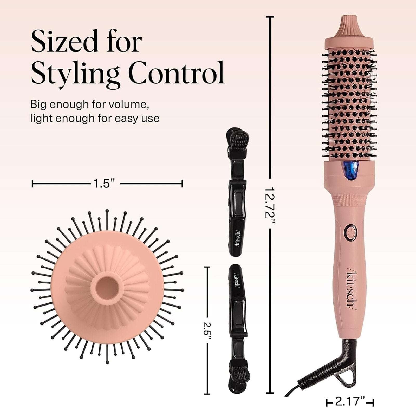 Kitsch Volumizing Thermal Round Brush 1.5" (38mm) Terracotta - Frizz Free Finish