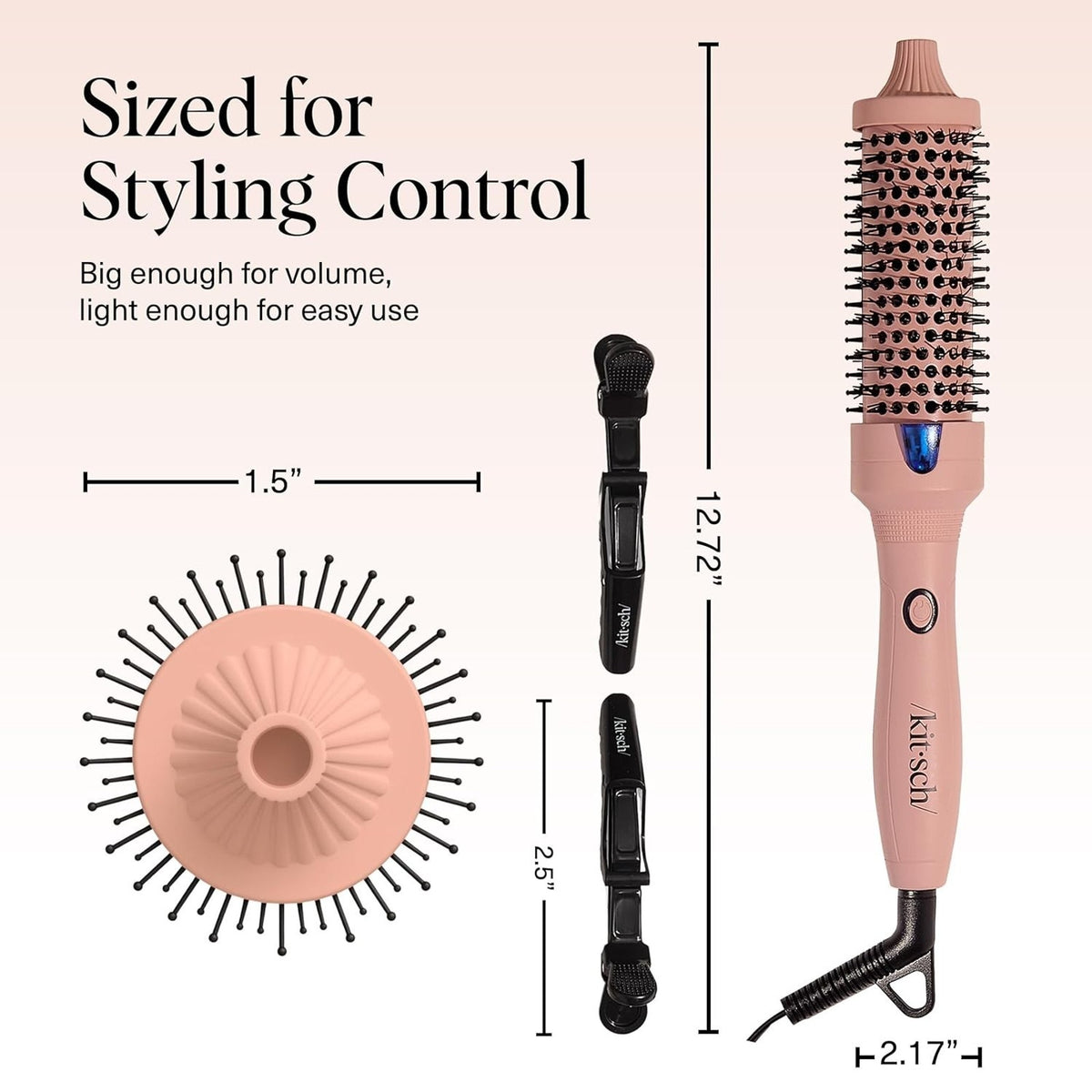 Kitsch Volumizing Thermal Round Brush 1.5" (38mm) Terracotta - Frizz Free Finish