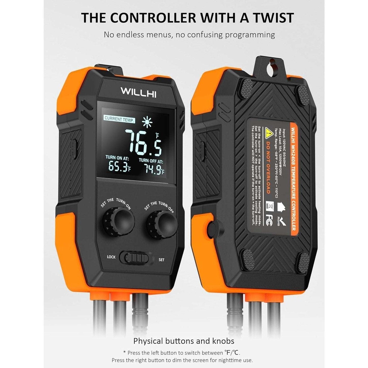 WH2408 Temperature Controller 10A 1200W Digital Thermostat Outlet Plug-In Switch