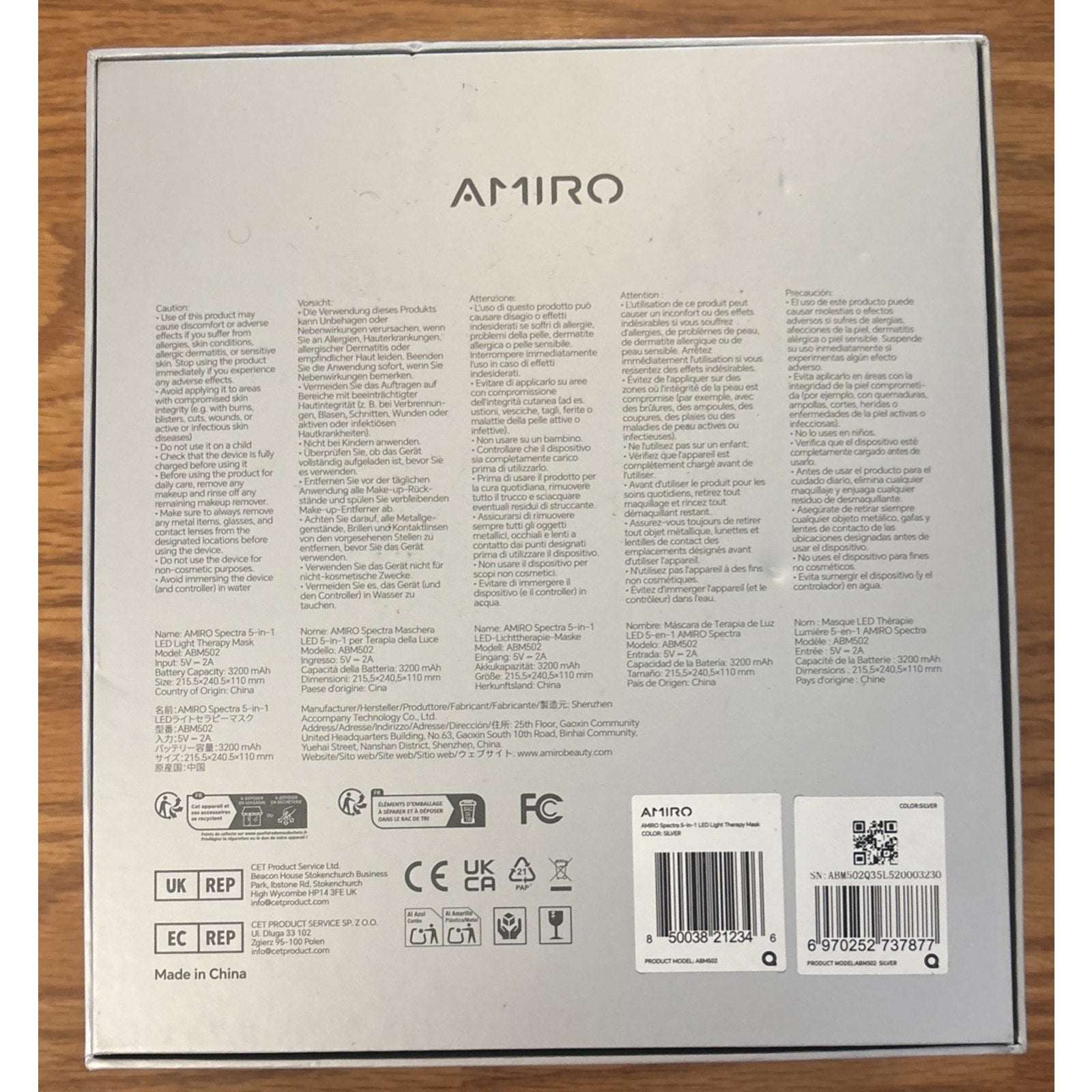 AMIRO Spectra 5 in 1 LED Light Therapy Mask Contour with Blue, Green, Red