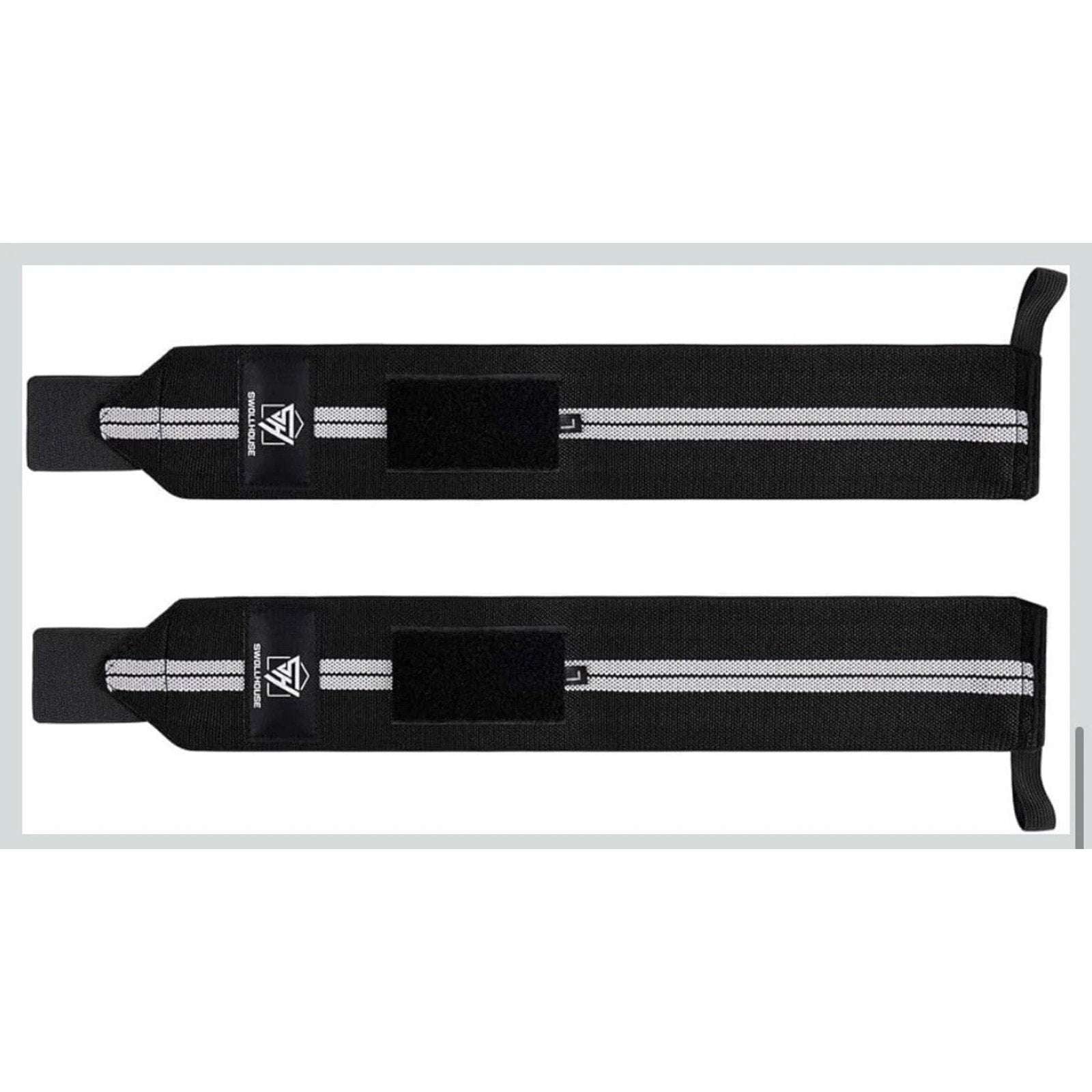 SWOLLHOUSE Knee Wraps + Wrist Wraps + Weight Lifting Straps Bundle (1 Pair Each)