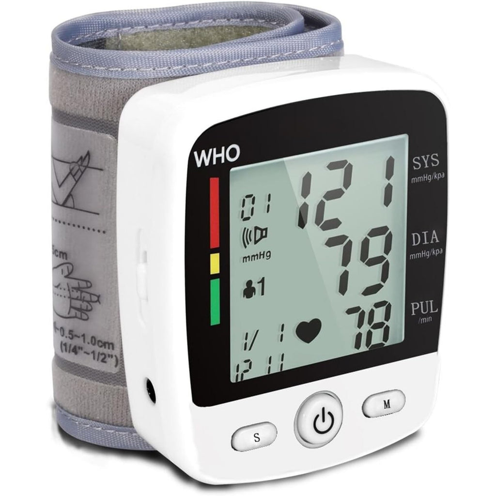 Wrist Blood Pressure Monitor Automatic BP Machine Cuff LED Heart Rate W/ Voice