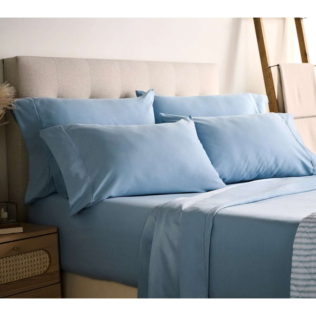 2 Complete Home Reflections Double Brushed Queen Sheet Sets +Extra Cases - Blue