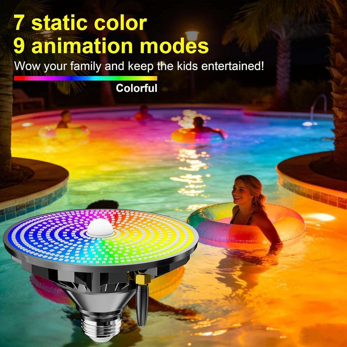 70W/80W RGBW LED Pool Light Bulb Color Changing 120V E26 Inground Above w/Remote