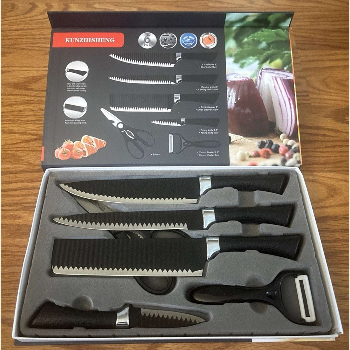 Culinary Knife Set Non Stick, Soft Touch Anti-Slip Handle 6 Piece Set ER-0238A